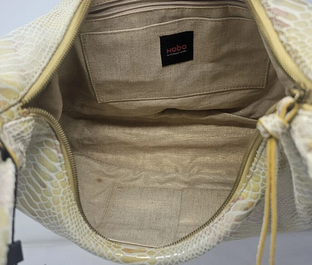 Vtg Rare Hobo International Snake Print Pastel Rainbow Hobo Leather Shoulderbag